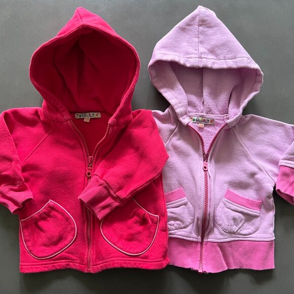 2 Lola et Moi Pink Hoodie Jackets Sweatshirts Sz 12 Months - Picture 1 of 6